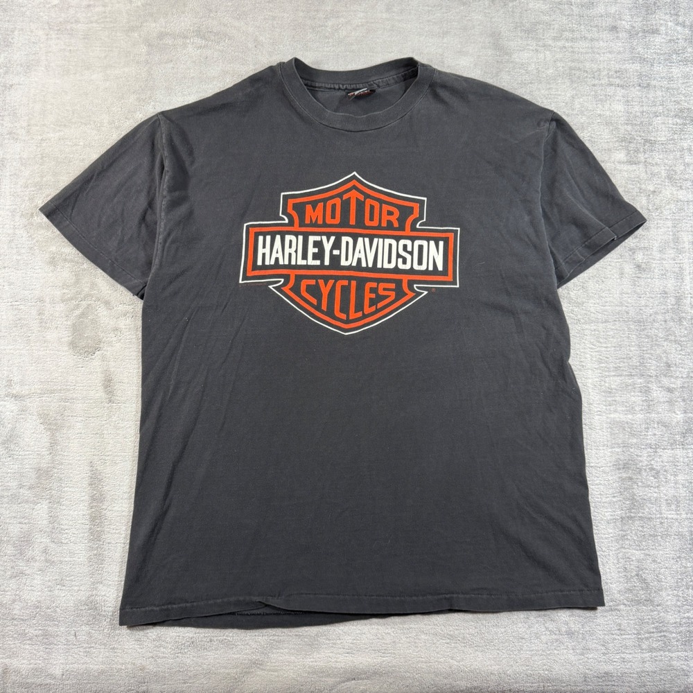 Harley Davidson Shirt Mens XL Black Logo Vintage 90s Faded Biker Grunge USA